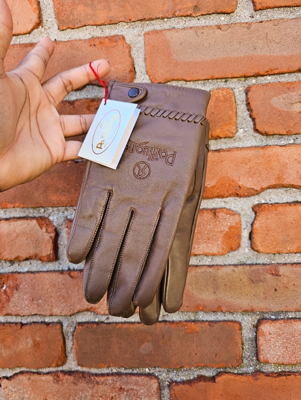 Vintage Paihuang Leather Gloves Brown | Insulated Snap Wrist | Soft Winter Glove